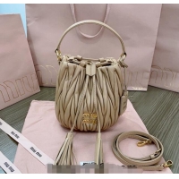 Inexpensive Miu Miu Matelassé nappa leather bucket bag 5BE085 Beige 2024