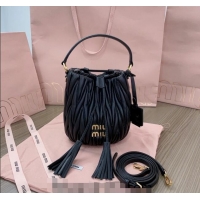 Super Quality Miu Miu Matelassé nappa leather bucket bag 5BE085 Black 2024