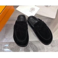 Shop Cheap Hermes Go Mules in Suede with "H" cut-out Black 815060