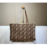 Buy Classic Fendi Large Roll Reversible shopper Tote Bag in FF Straw FE082001 2024