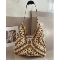 Cheap Design Miu Miu Straw Hobo Bag 0402 Beige/Brown 2024