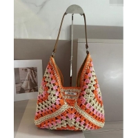 Buy Promotional Miu Miu Straw Hobo Bag 0402 Orange/Pink 2024