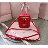 Original Cheap Miu Miu Matelassé Nappa Leather Micro Bag 5NR018 Red 2024