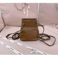 Grade Discount Miu Miu Nappa leather bucket mini-bag 5NF460 Brown 2024