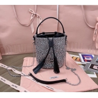 Fashion Show Collections Miu Miu Crystal allover bucket bag 5BE085 Black 2024