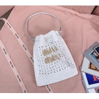 Top Grade Miu Miu Woven fabric mini-bag 5ND016 White 2024