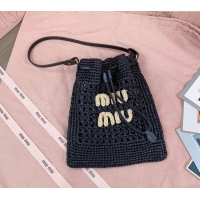 Grade Quality Miu Miu Woven fabric mini-bag 5ND016 Black 2024