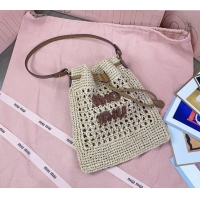 Luxury Cheap Miu Miu Woven fabric mini-bag 5ND016 Beige 2024