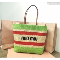 New Design Miu Miu Crochet Fabric Tote Bag 5BG228 Green 2024