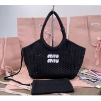 Top Grade Miu Miu Knit tote bag B5BG281 Black 2024