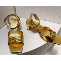 Luxury Valentino The Bold Edition VLogo Heel Sandals in Calfskin Gold 612013