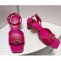 Duplicate Valentino The Bold Edition VLogo Heel Sandals in Calfskin Dark Pink 612015