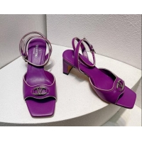 Big Discount Valentino The Bold Edition VLogo Heel Sandals in Calfskin Purple 612016