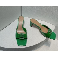 Best Product Valentino The Bold Edition VLogo Heel Slides Sandal in Patent Calfskin Green 612026