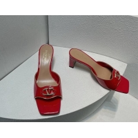 Trendy Design Valentino The Bold Edition VLogo Heel Slides Sandal in Patent Calfskin Red 612027