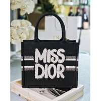 Cheapest Dior Small Book Tote bag in Black and White Miss Dior Graffiti Embroidery CD1286 2024