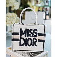 Best Classic Dior Small Book Tote bag in White and Black Miss Dior Graffiti Embroidery D1286 2024