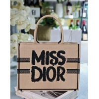 Classic Dior Medium Book Tote bag in Beige and Black Miss Dior Graffiti Embroidery D1287 2024