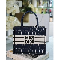 High Quality Dior Small Book Tote bag in Blue and White Miss Dior Allover Embroidery CD1286 2024