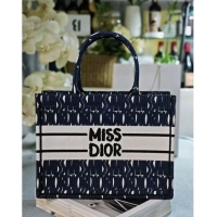 Discount Dior Medium Book Tote bag in Blue and White Miss Dior Allover Embroidery D1287 2024