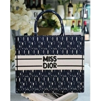 Cheap Price Dior Large Book Tote bag in Blue and White Miss Dior Allover Embroidery CD1286 2024