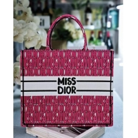 Market Sells Dior Large Book Tote Bag in Rosy and White Miss Dior Allover Embroidery CD1286 2024