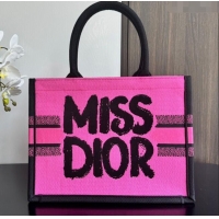 New Design Dior Medium Book Tote bag in Two-Tone Fuchsia and Purple Miss Dior Graffiti Embroidery D1286 2024