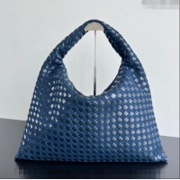 Best Inexpensive Bottega Veneta Large Hop Hobo Bag in Intrecciato Leather and Denim 795949 Abyss/Indigo Blue 2024