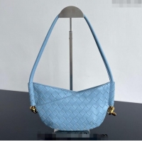 Most Popular Bottega Veneta Mini Solstice Shoulder Bag in Intrecciato Leather 796378 Ice Blue 2024