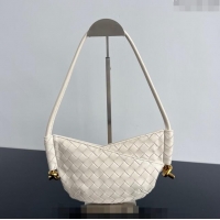 Best Quality Bottega Veneta Mini Solstice Shoulder Bag in Intrecciato Leather Sea salt 796378 White 2024