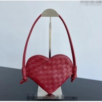 Best Price Bottega Veneta Mini Solstice Heart Bag in Intrecciato Leather 796380 Dark Red 2024