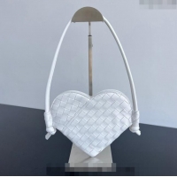 New Design Bottega Veneta Mini Solstice Heart Bag in Intrecciato Leather 796380 White 2024