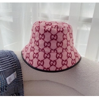 Luxury Discount Gucci GG Wool Bucket Hat 0731 Pink 2023