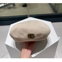 Luxury Design Gucci Knit Beret Hat with GG 0810 White 2023