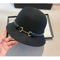 Unique Grade Gucci Wool Hat with Horsebit 1108 Black 2023