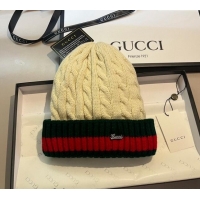 Buy Cheap Gucci Knit Hat with Web 1123 Light Beige 2023