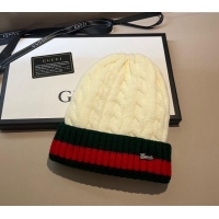 Unique Cheapest Gucci Knit Hat with Web 1123 White 2023