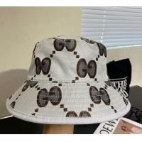 Best Product Gucci Interlocking G Bucket Hat 0112 White/Brown 2024