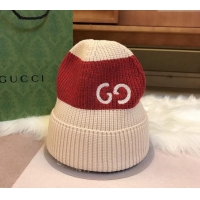 Buy Classic Gucci Knit Hat with Sequins GG 0131 Light Beige/Red 2024