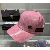 Super Quality Gucci GG Crystal Canvas Baseball Hat 760147 Pink 2024