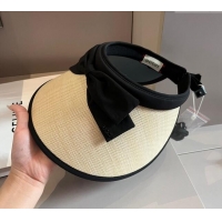 Good Quality Gucci Straw Visor Hat with Bow 0301 Black 2024