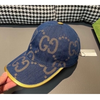 Gucci Jumbo GG Denim Baseball hat 0301 Dark Blue 2024