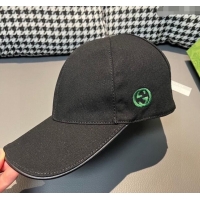 Shop Discount Gucci Canvas Baseball hat with Side Interlocking G 0301 Black 2024 