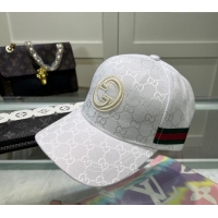 Well Crafted Gucci GG Canvas Baseball Hat with Interlocking G 040301 White 2024