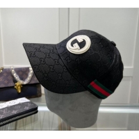 Buy Discount Gucci GG Canvas Baseball Hat with Interlocking G 040301 Black 2024