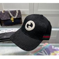 Buy Discount Gucci GG Canvas Baseball Hat with Interlocking G 040301 Black 2024