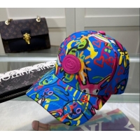 Trendy Design Gucci GG Canvas Baseball Hat with Graffi Print 040301 Blue 2024