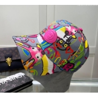 Buy Inexpensive Gucci GG Canvas Baseball Hat with Graffi Print 040301 Grey 2024