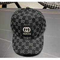 Market Sells Gucci GG Denim Baseball Hat with Logo Patch 040301 Black 2024