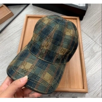 Spot Bulk Gucci Check Baseball Hat 0403 Green/Beige 2024 